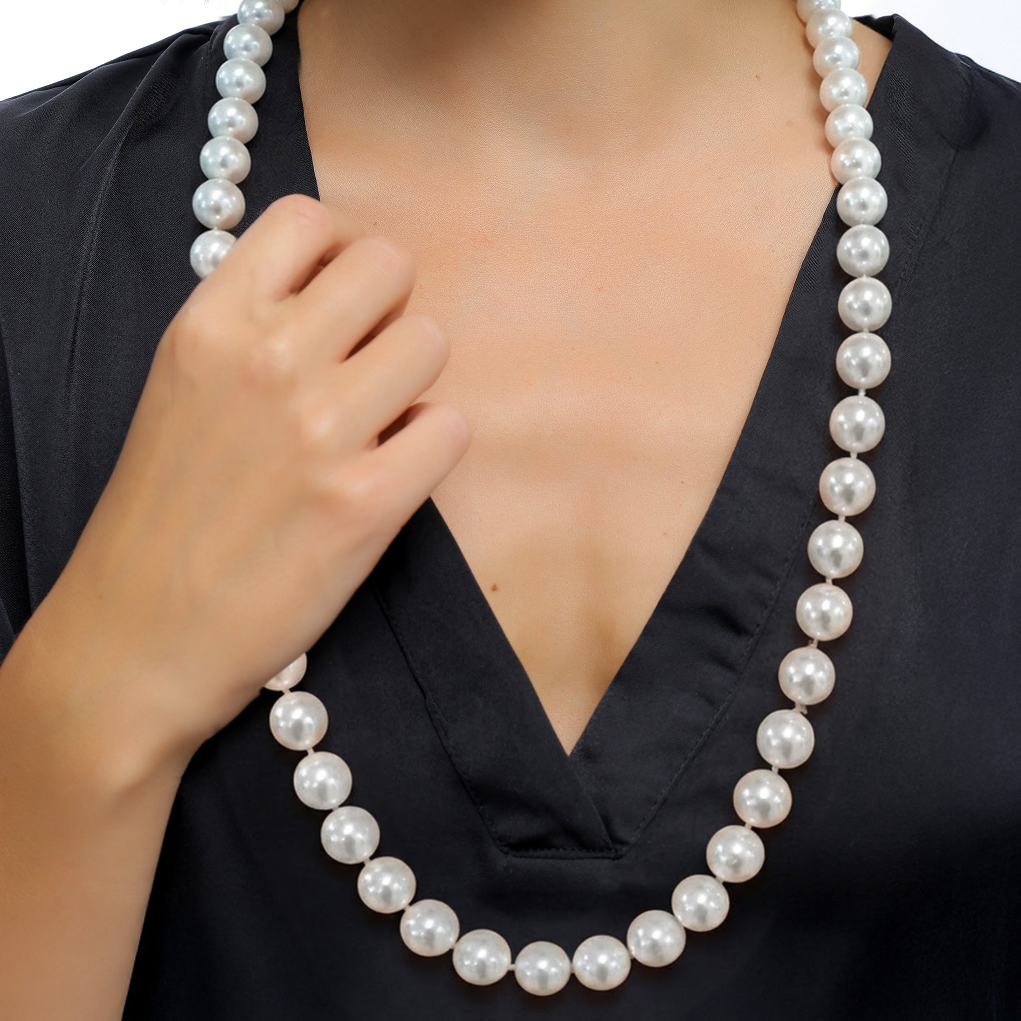 White Kalung Perhiasan Wanita Long Shell Pearl