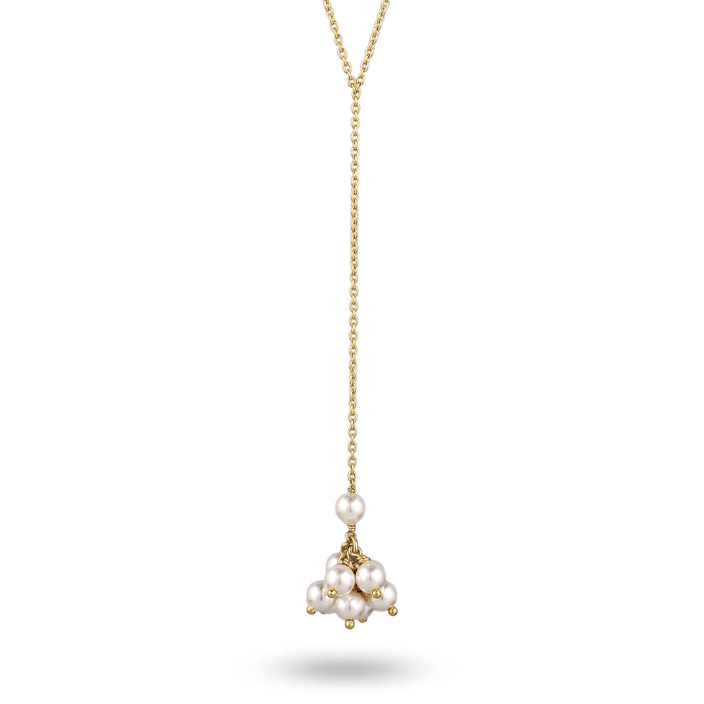 Gold Kalung Perhiasan Perak 925 Wanita Y Gold Plated Embellished with Pearl by Swarovski®