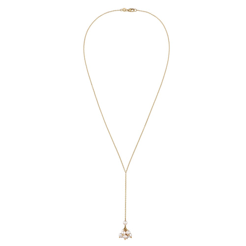 Gold Kalung Perhiasan Perak 925 Wanita Y Gold Plated Embellished with Pearl by Swarovski®