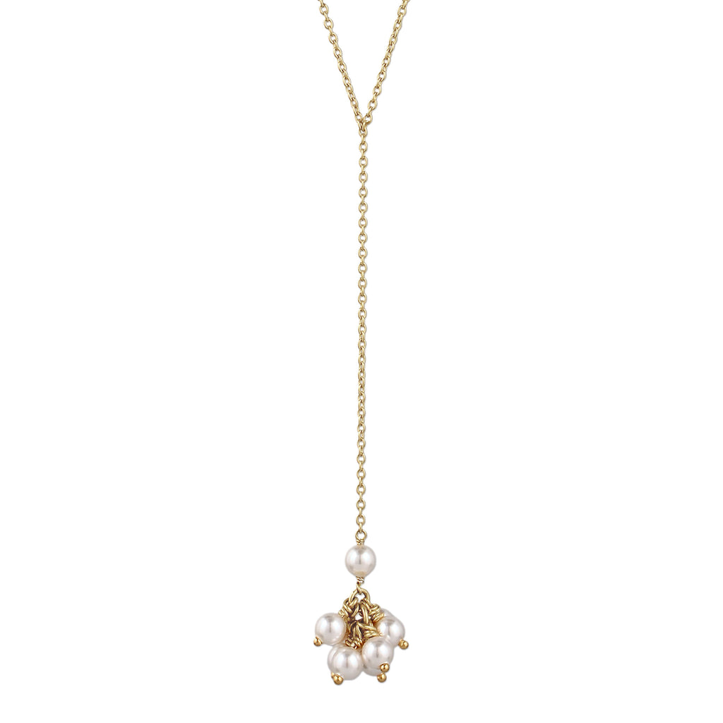 Gold Kalung Perhiasan Perak 925 Wanita Y Gold Plated Embellished with Pearl by Swarovski®
