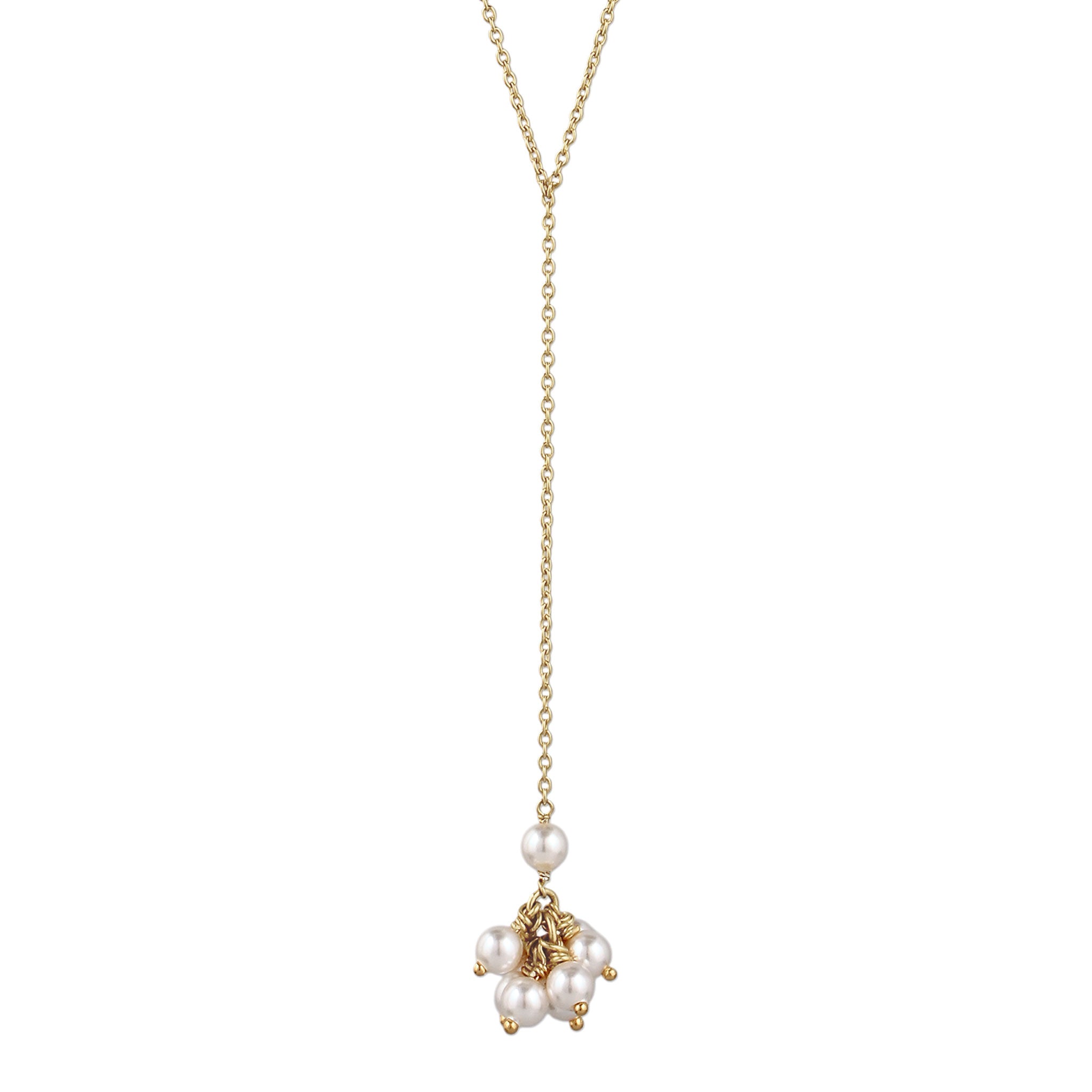 Gold Kalung Perhiasan Perak 925 Wanita Y Gold Plated Embellished with Pearl by Swarovski®
