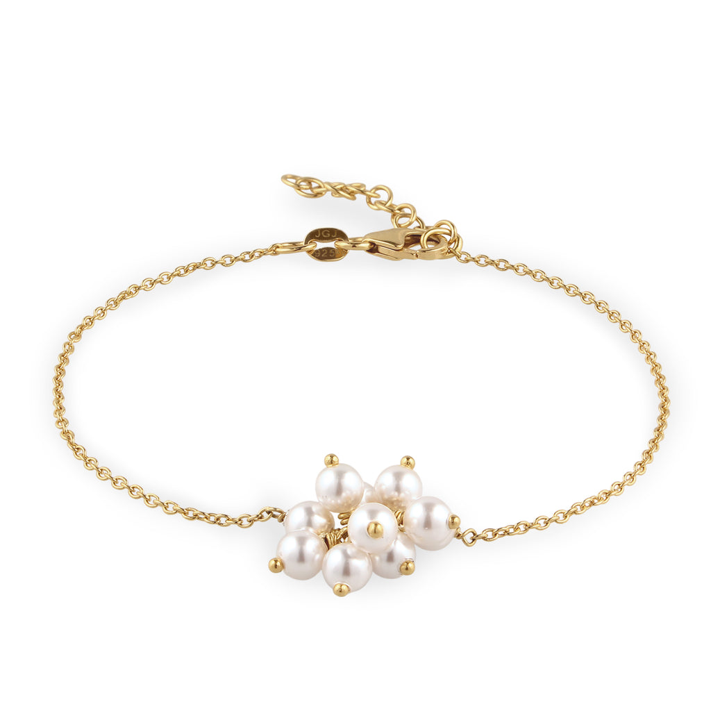 Gold Gelang Perhiasan Perak 925 Wanita Gold Plated Embellished with Pearl by Swarovski®