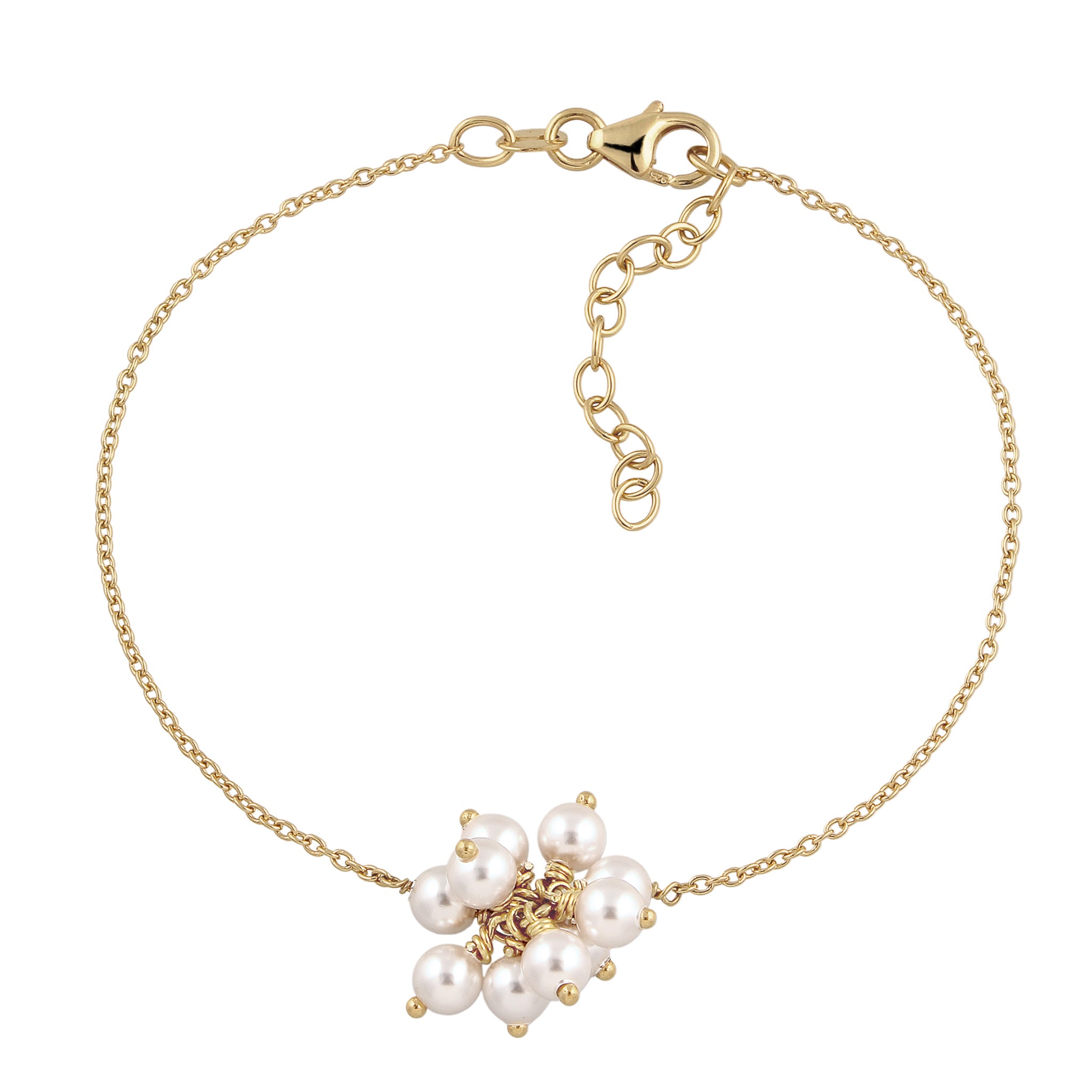 Gold Gelang Perhiasan Perak 925 Wanita Gold Plated Embellished with Pearl by Swarovski®