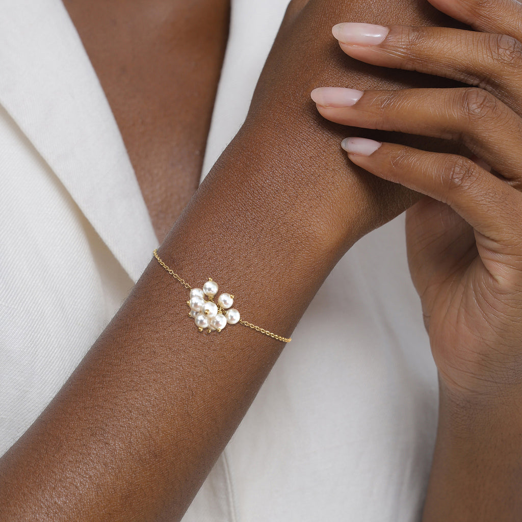 Gold Gelang Perhiasan Perak 925 Wanita Gold Plated Embellished with Pearl by Swarovski®