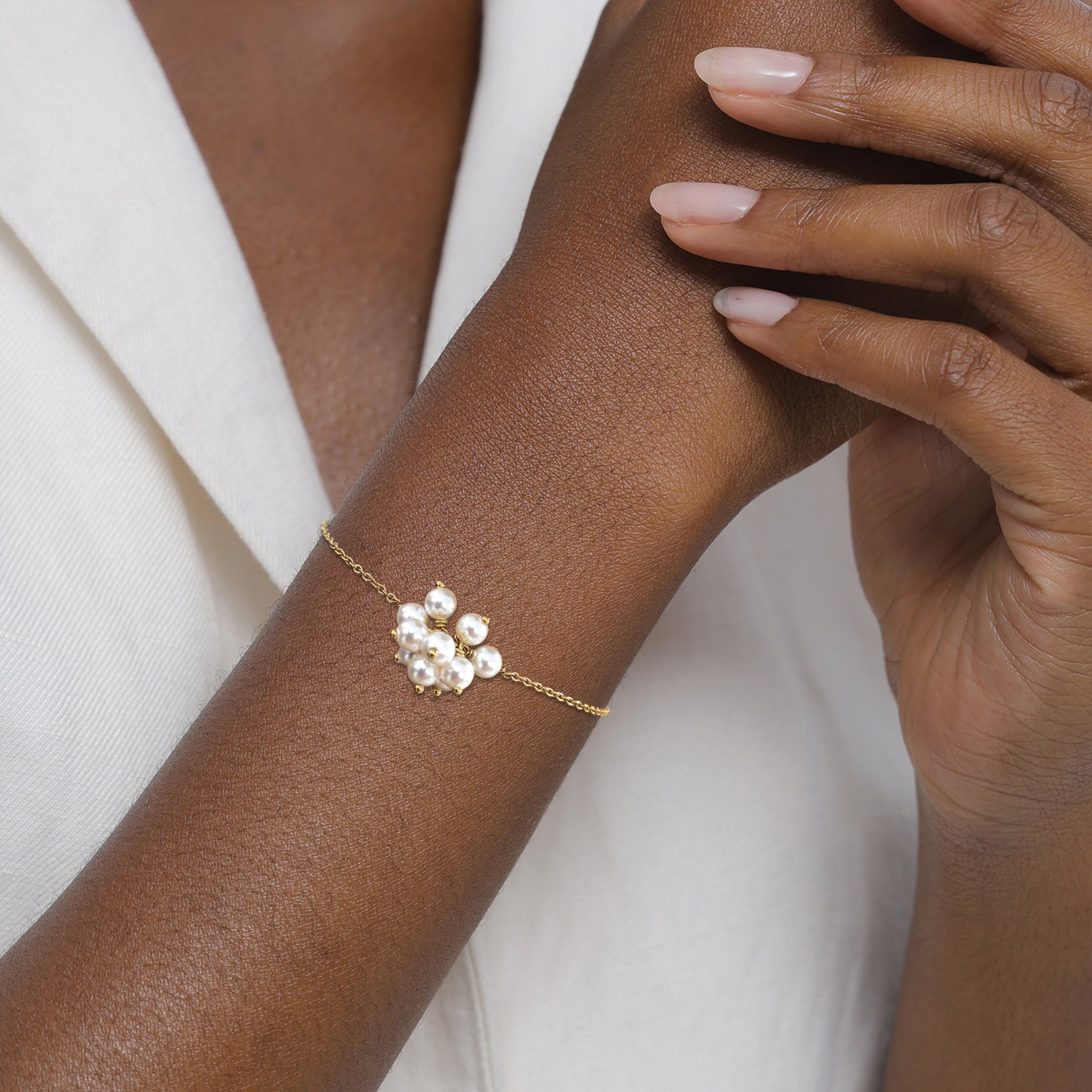Gold Gelang Perhiasan Perak 925 Wanita Gold Plated Embellished with Pearl by Swarovski®