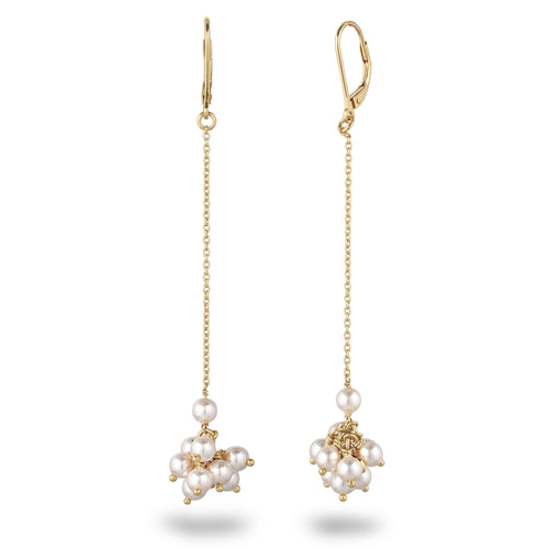 Gold Anting Gantung Earrings Perak 925 Lapis Emas Wanita Mutiara Swarovski®
