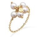 Gold Cincin Perhiasan Perak 925 Wanita Flower Gold Plated Embellished with Pearl by Swarovski®