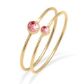 Pink Set Cincin Perhiasan Perak 925 Wanita Rose Swarovski® Crystals Gold Plated