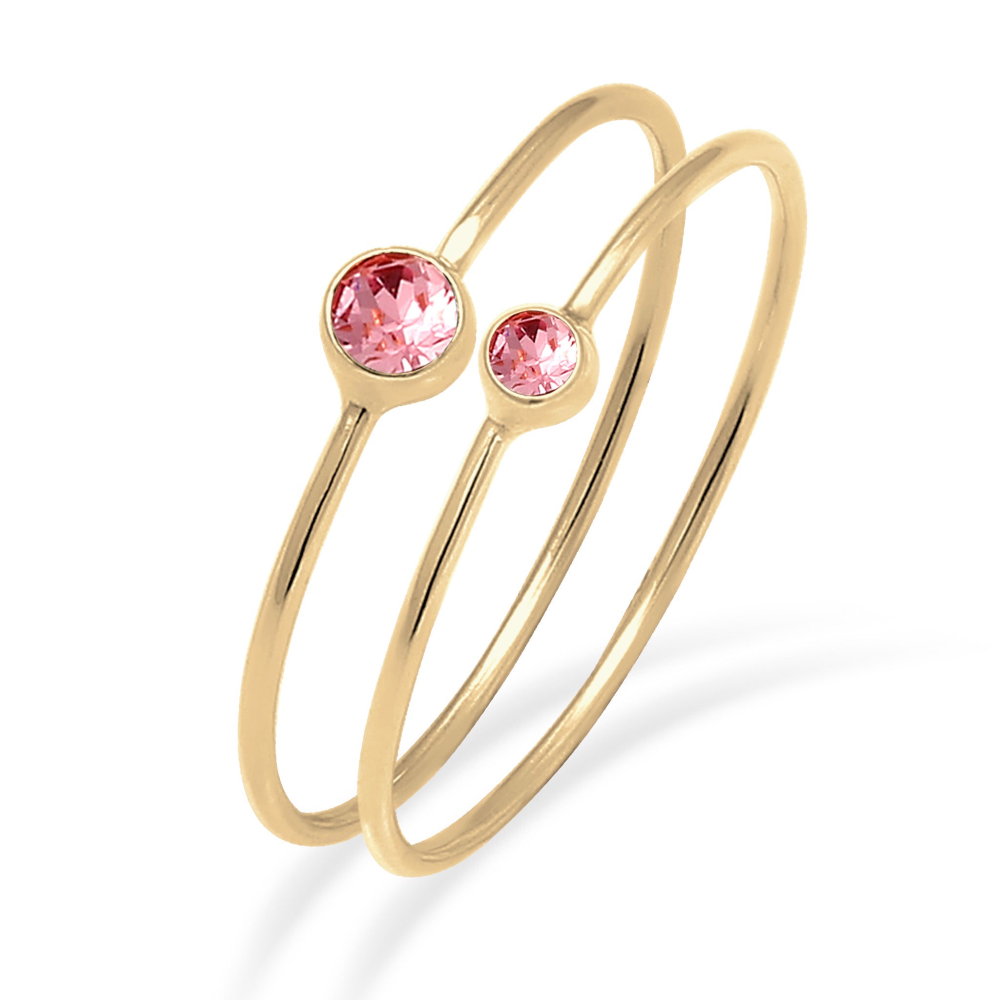 Pink Set Cincin Perhiasan Perak 925 Wanita Rose Swarovski® Crystals Gold Plated