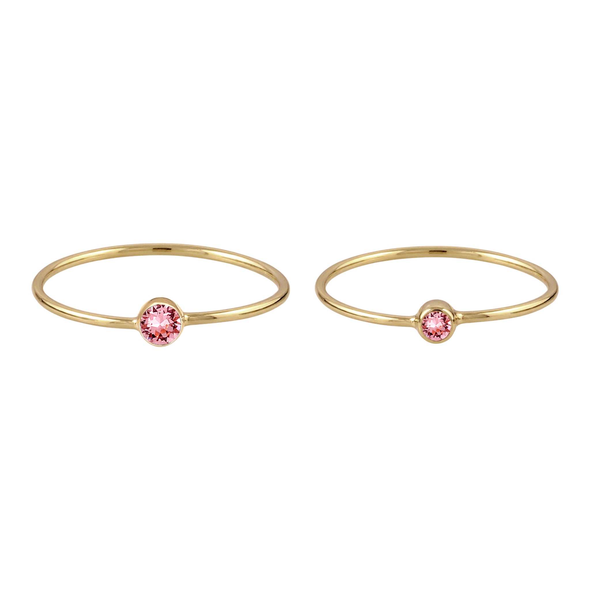 Pink Set Cincin Perhiasan Perak 925 Wanita Rose Swarovski® Crystals Gold Plated