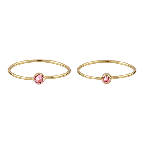 Ring Set with Rose Swarovski® Crystals in Gold-plated