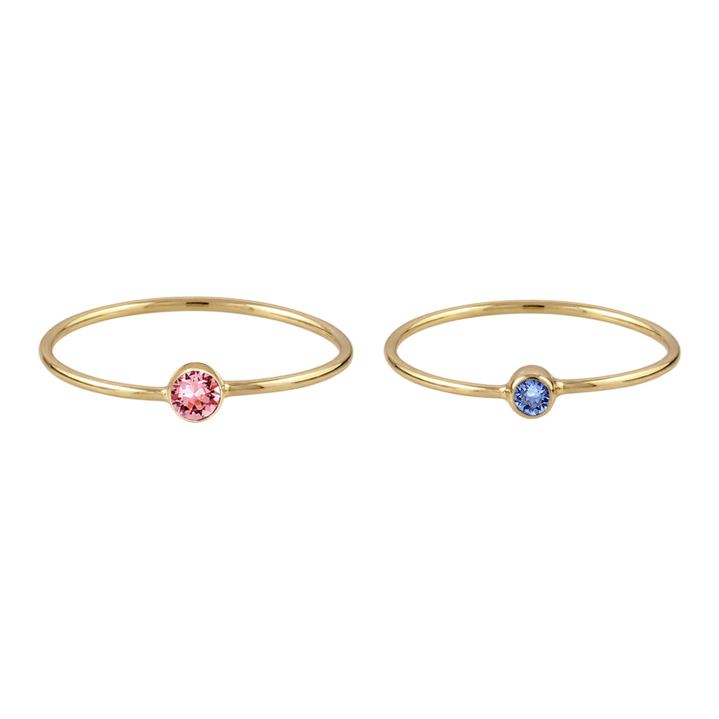 Blue Set Cincin Perhiasan Perak 925 Wanita Rose Blue Swarovski® Crystals Gold Plated