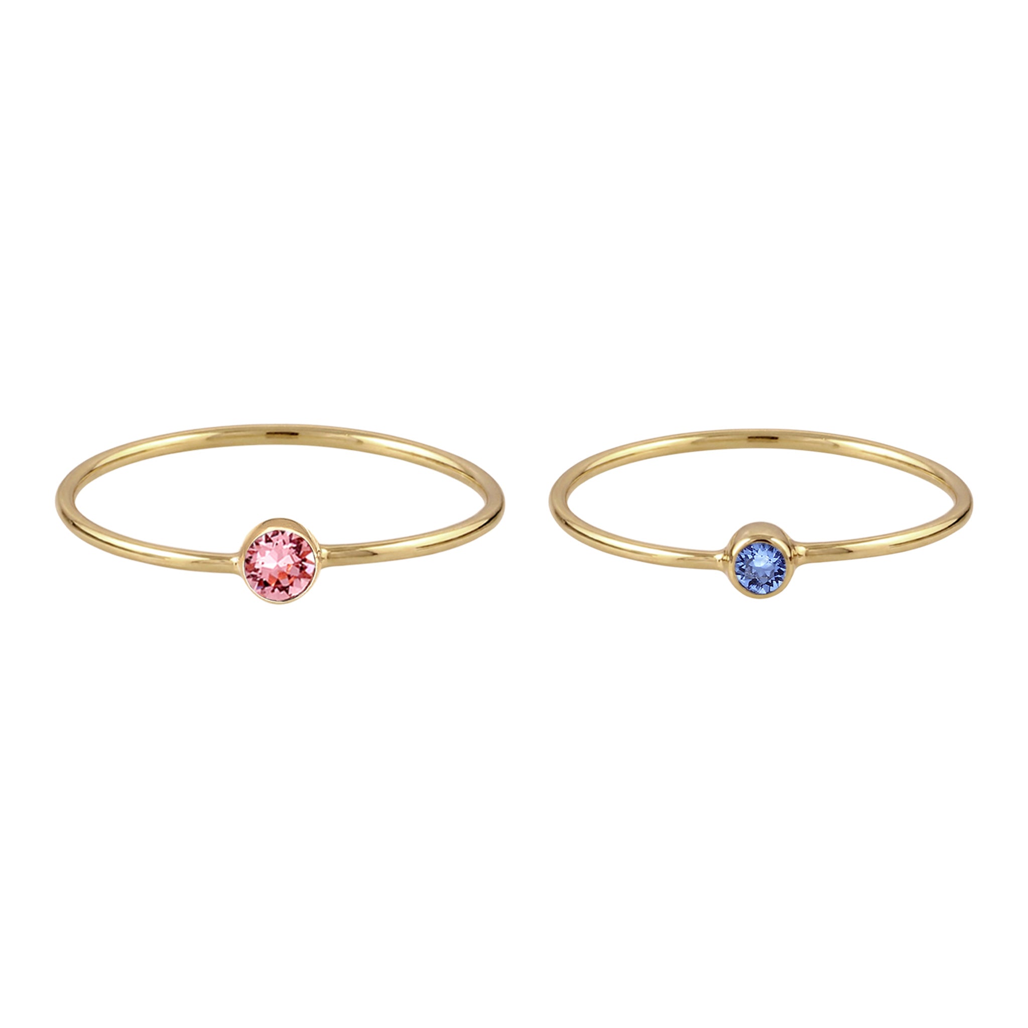 Blue Set Cincin Perhiasan Perak 925 Wanita Rose Blue Swarovski® Crystals Gold Plated