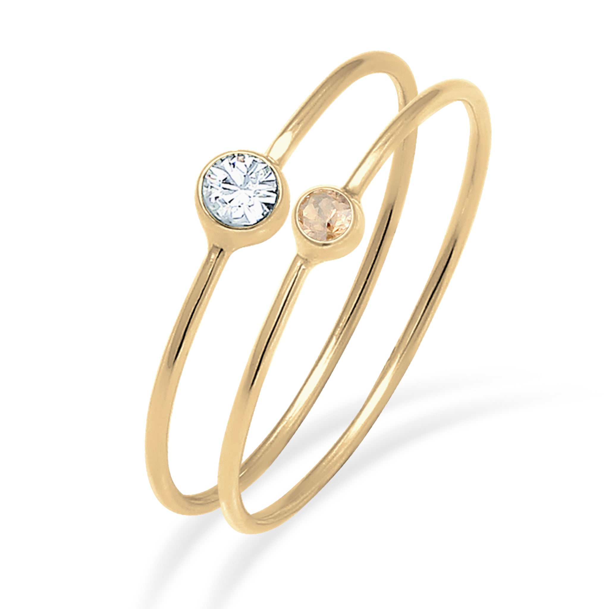 Gold Set Cincin Perhiasan Perak 925 Wanita Gold White Swarovski® Crystals Gold Plated