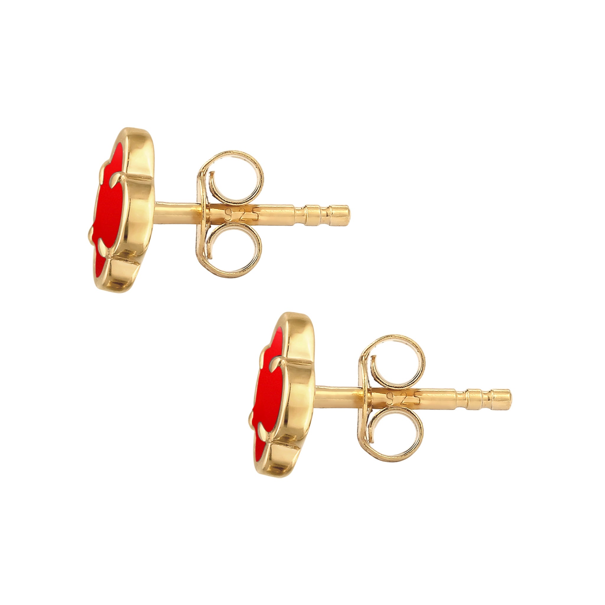 Red Anting Perhiasan Perak 925 Wanita Cloverleaf Red Gold Plated