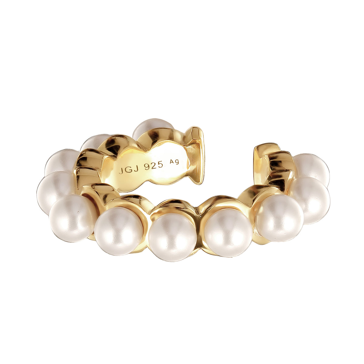 Pearl Scallop Ear Cuff 925 Silver Gold Plated – Embellished with Pearls by Swarovski®