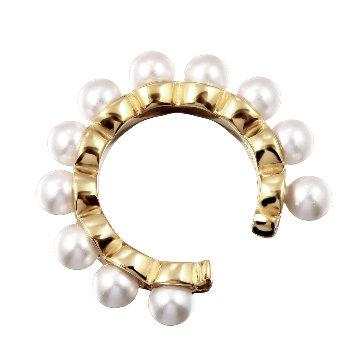Pearl Scallop Ear Cuff 925 Silver Gold Plated – Embellished with Pearls by Swarovski®