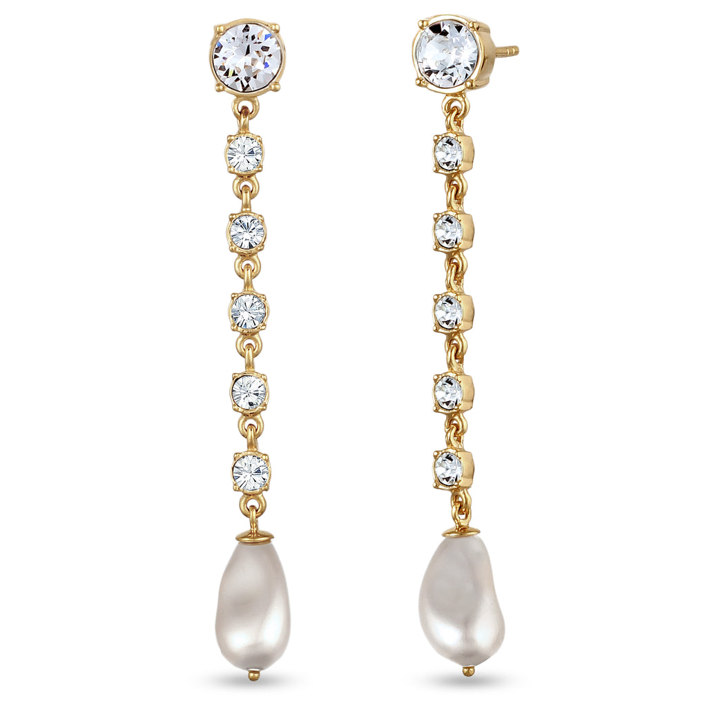 Gold Anting Perhiasan Perak 925 Wanita Swarovski® Crystals and Pearl Gold Plated