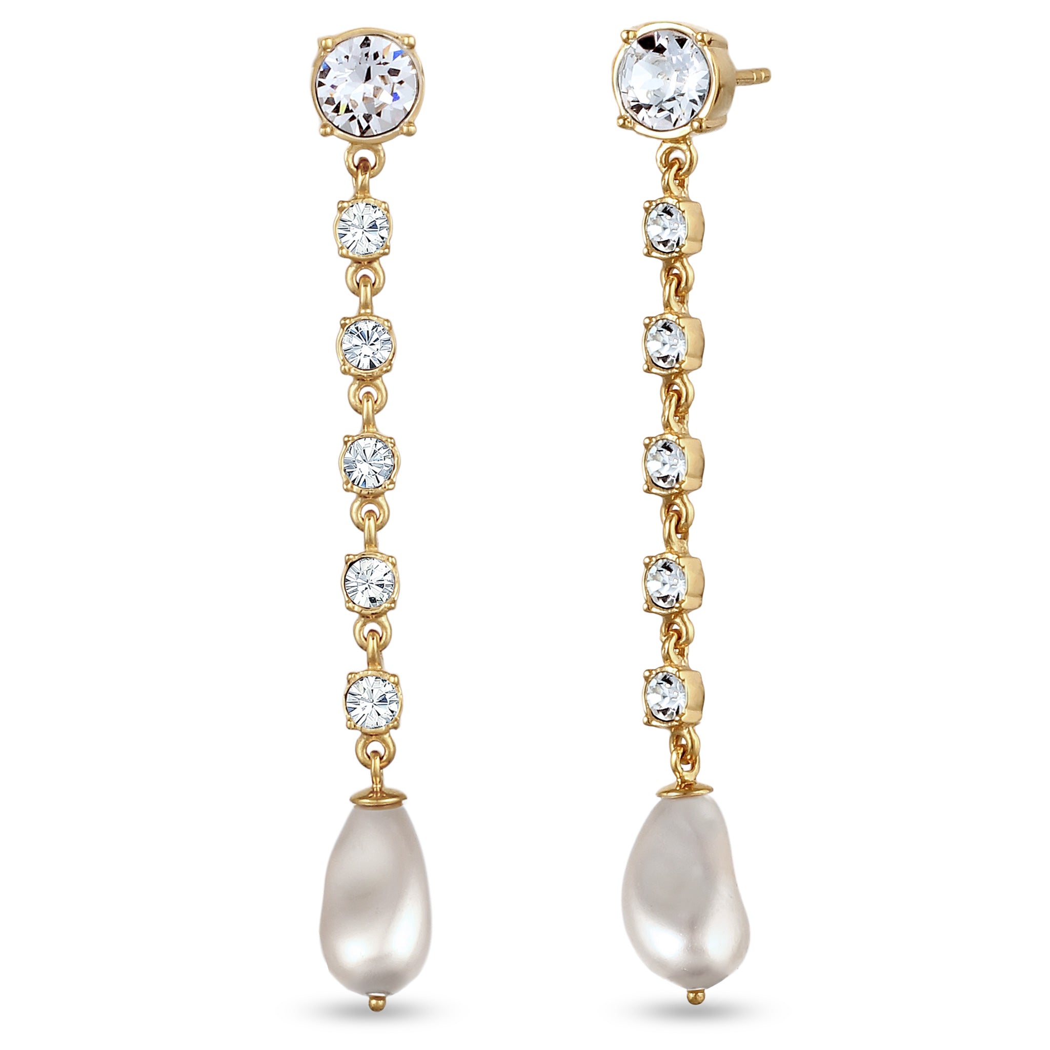 Gold Anting Perhiasan Perak 925 Wanita Swarovski® Crystals and Pearl Gold Plated