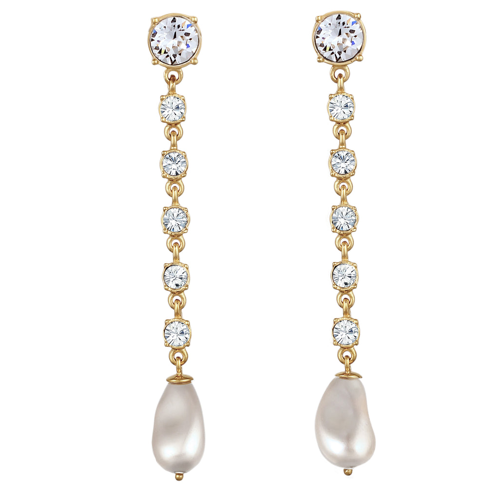 Gold Anting Perhiasan Perak 925 Wanita Swarovski® Crystals and Pearl Gold Plated