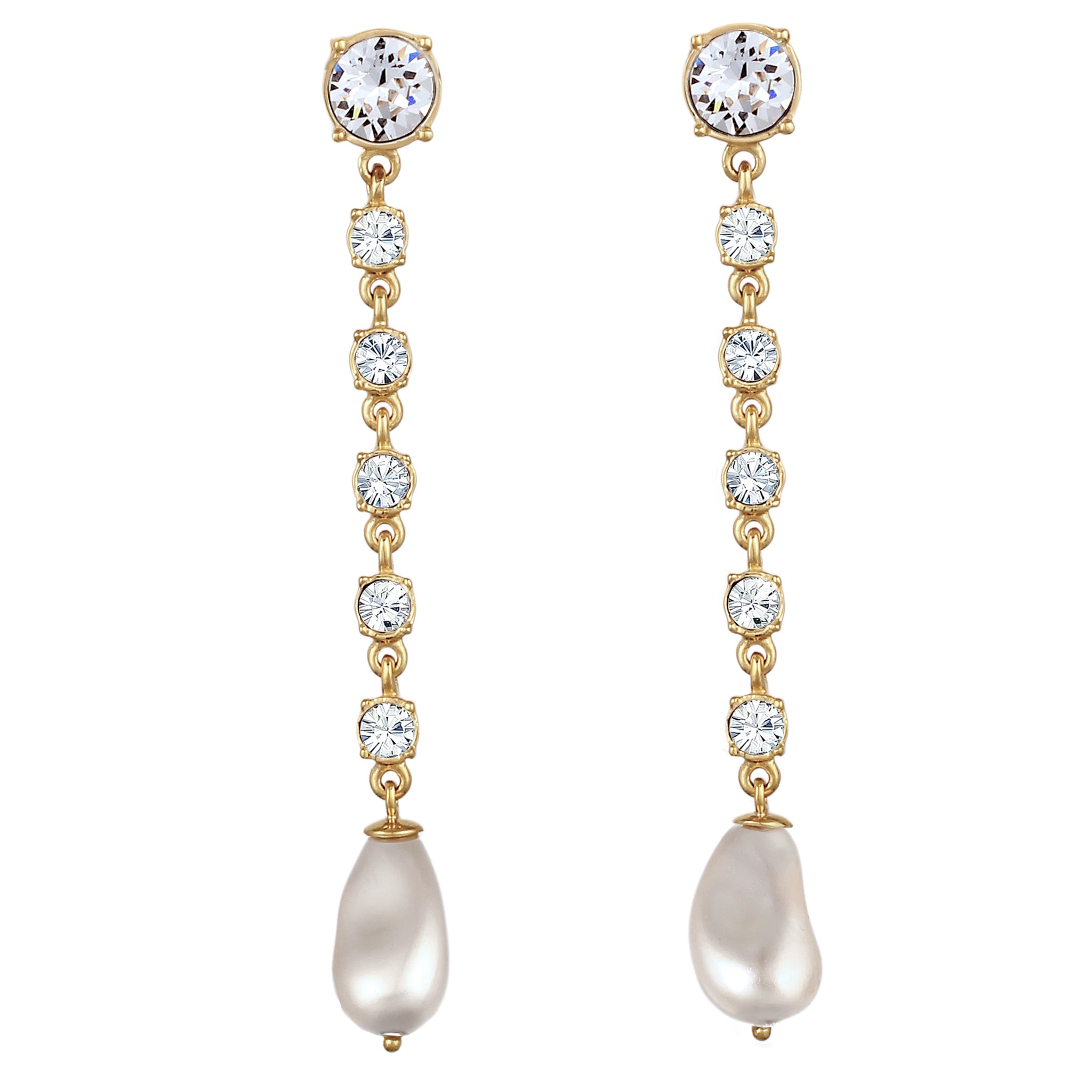 Gold Anting Perhiasan Perak 925 Wanita Swarovski® Crystals and Pearl Gold Plated