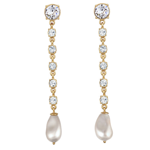 Gold Anting Perhiasan Perak 925 Wanita Swarovski® Crystals and Pearl Gold Plated