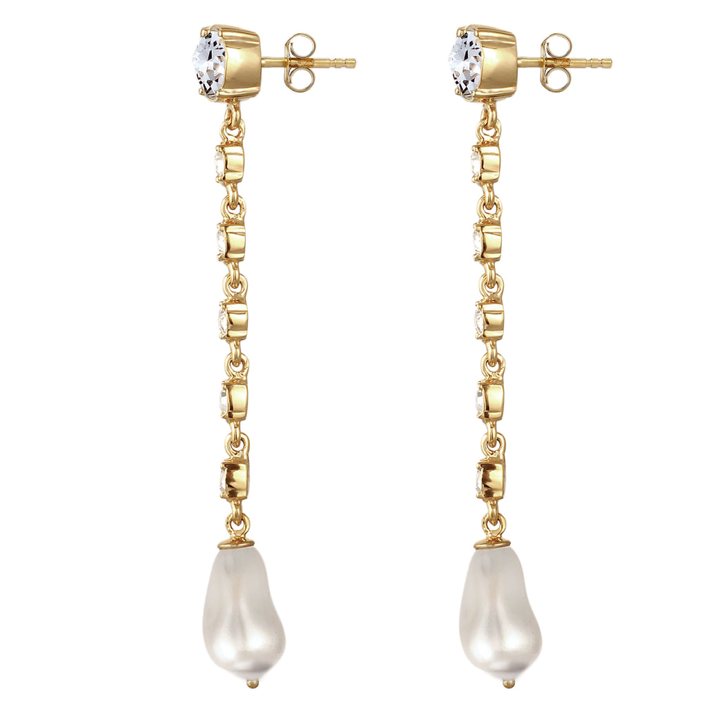 Gold Anting Perhiasan Perak 925 Wanita Swarovski® Crystals and Pearl Gold Plated