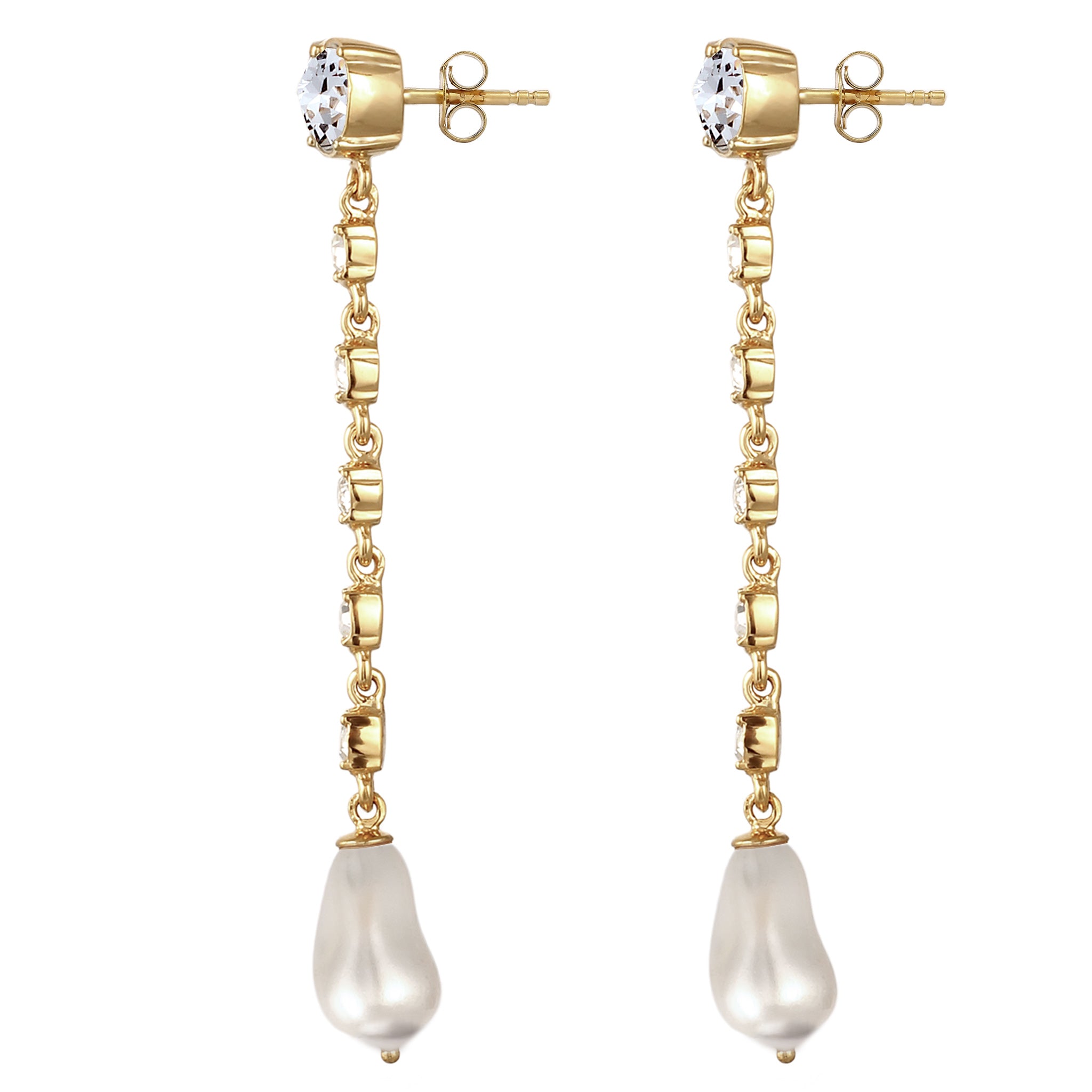 Gold Anting Perhiasan Perak 925 Wanita Swarovski® Crystals and Pearl Gold Plated