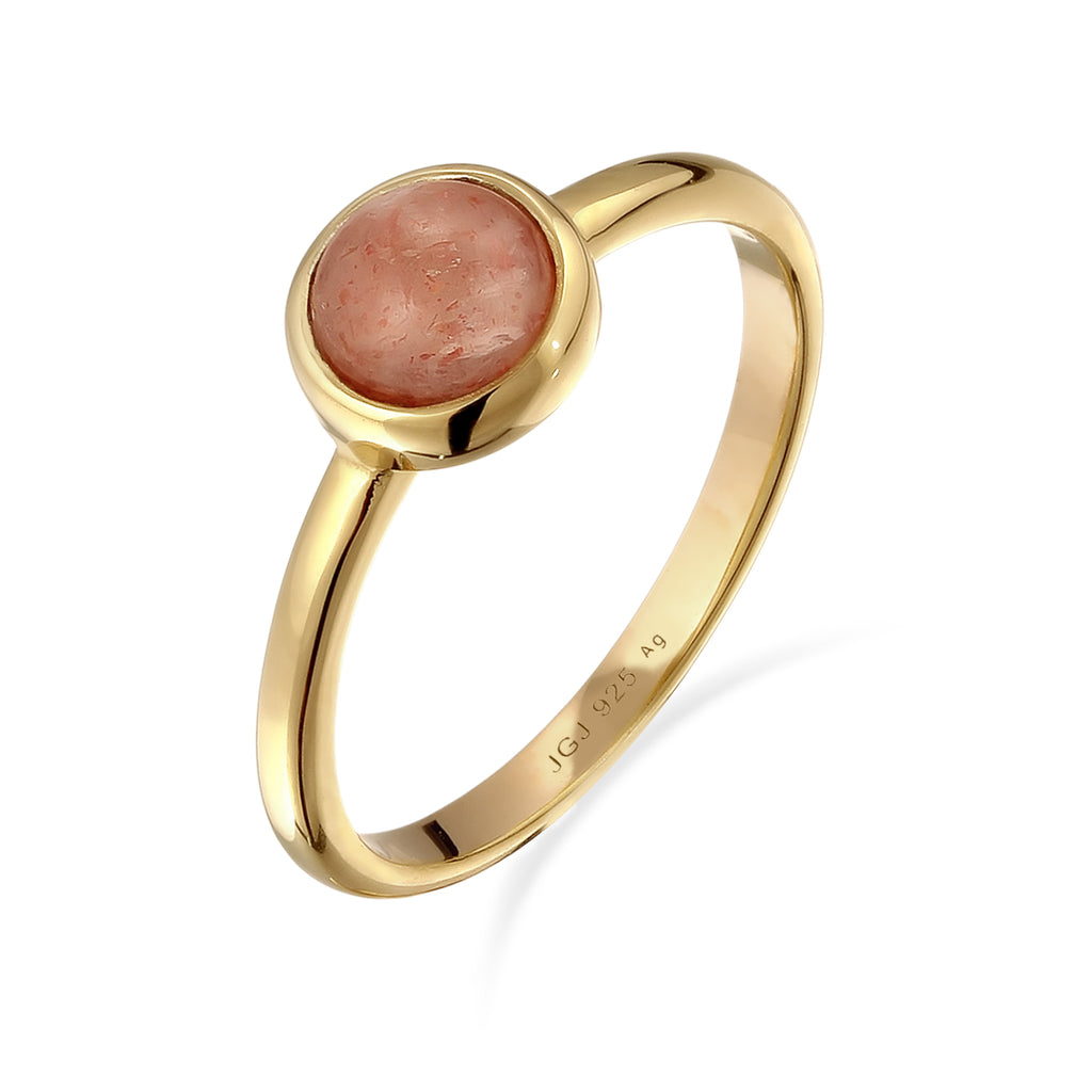 Gold Cincin Perhiasan Perak 925 Wanita Feldspar Gold Plated