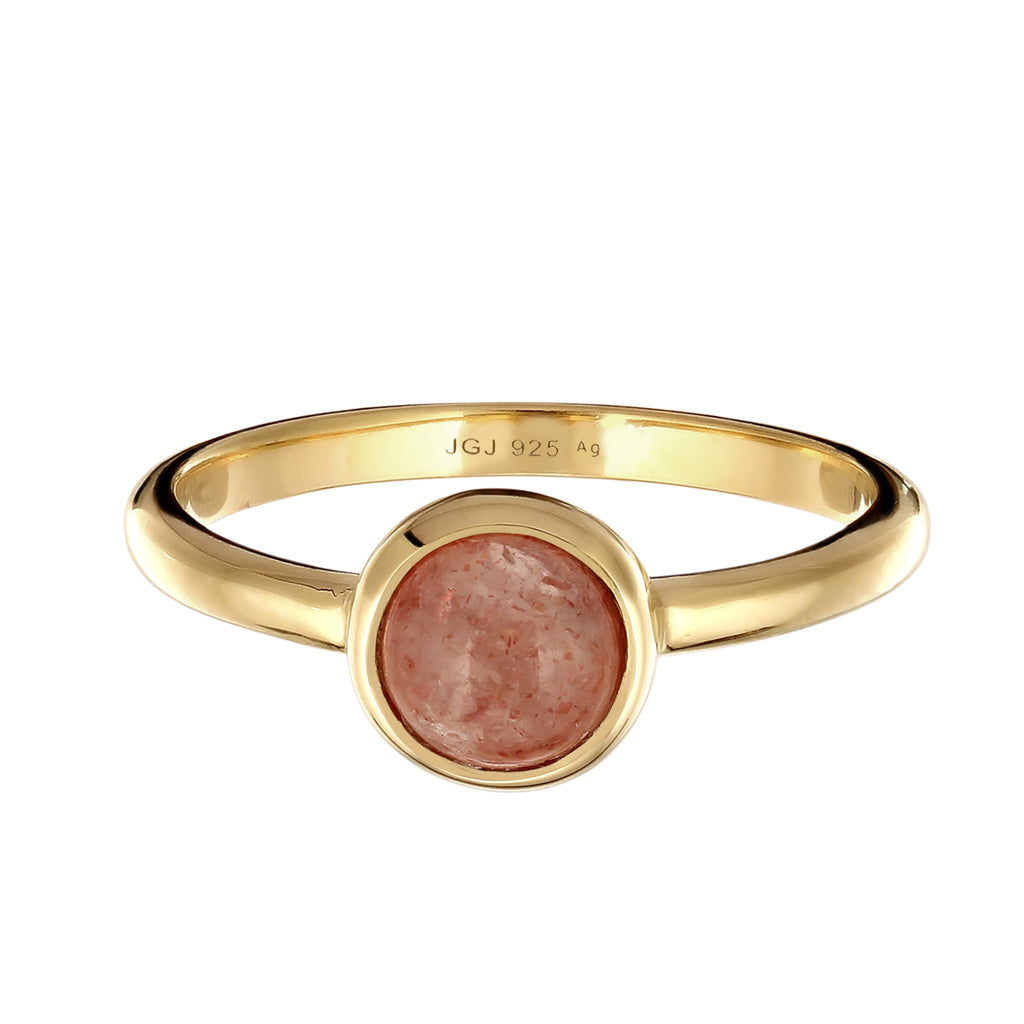 Gold Cincin Perhiasan Perak 925 Wanita Feldspar Gold Plated