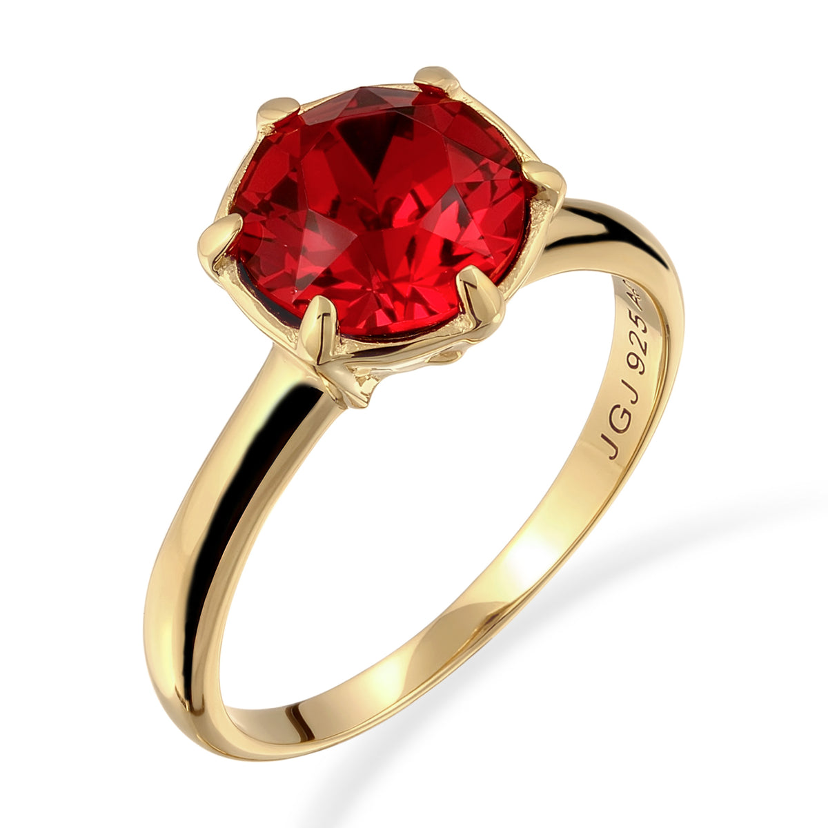 Solitaire Ring with Red Swarovski® Crystals in Gold-plated