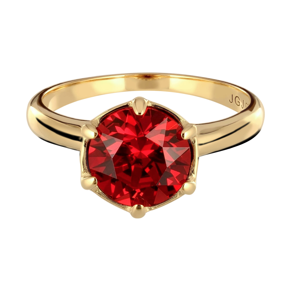 Solitaire Ring with Red Swarovski® Crystals in Gold-plated