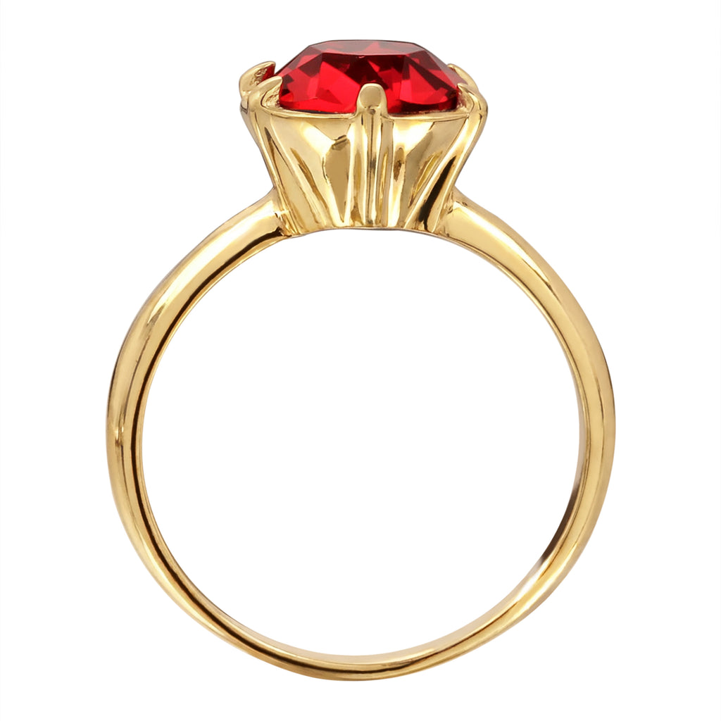 Solitaire Ring with Red Swarovski® Crystals in Gold-plated