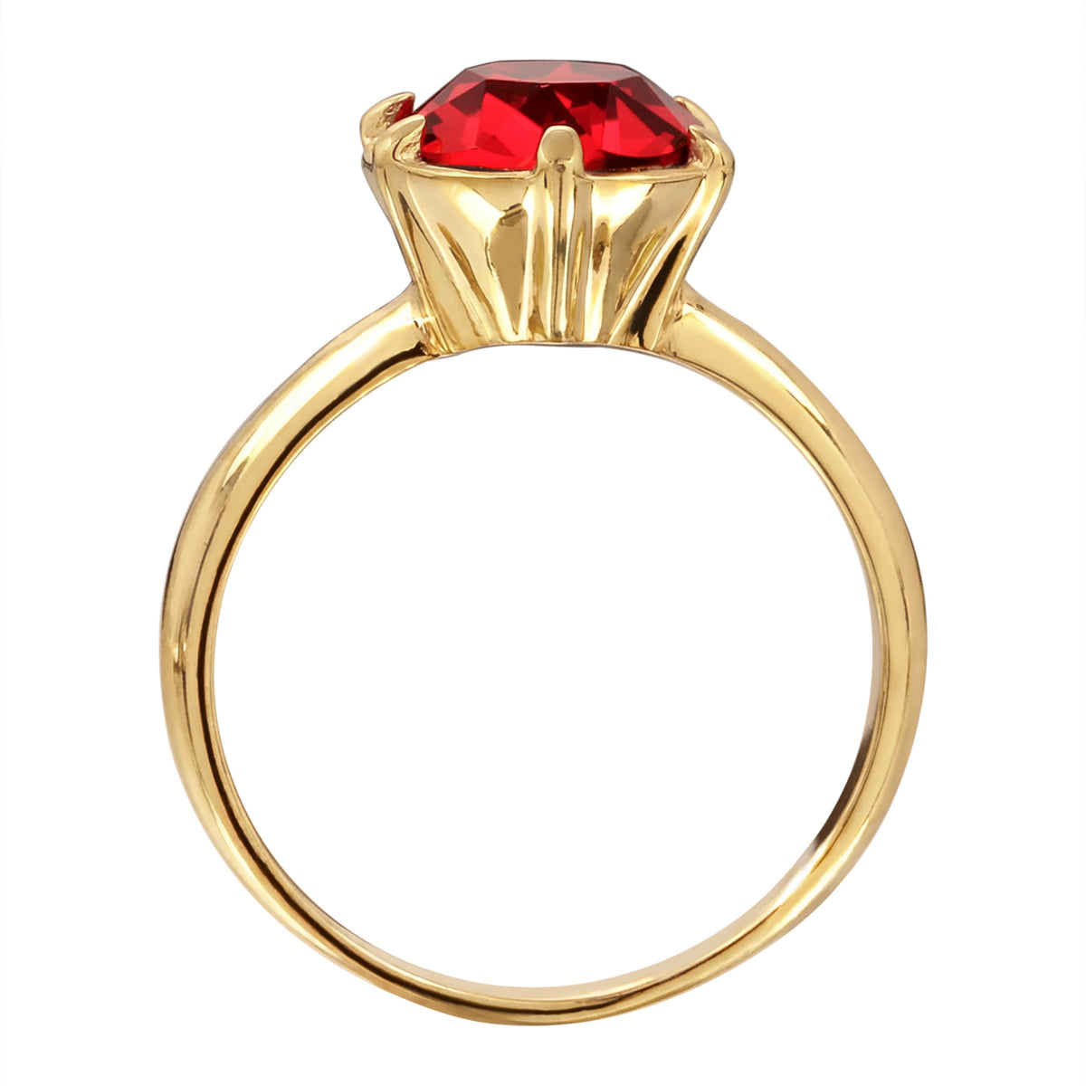 Solitaire Ring with Red Swarovski® Crystals in Gold-plated