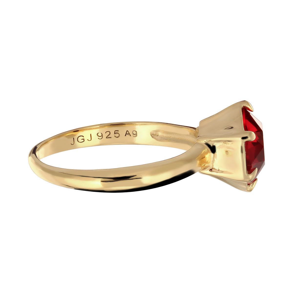 Solitaire Ring with Red Swarovski® Crystals in Gold-plated