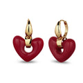 Gold Anting Perhiasan Perak 925 Wanita Heart Creole Dark Red Gold Plated
