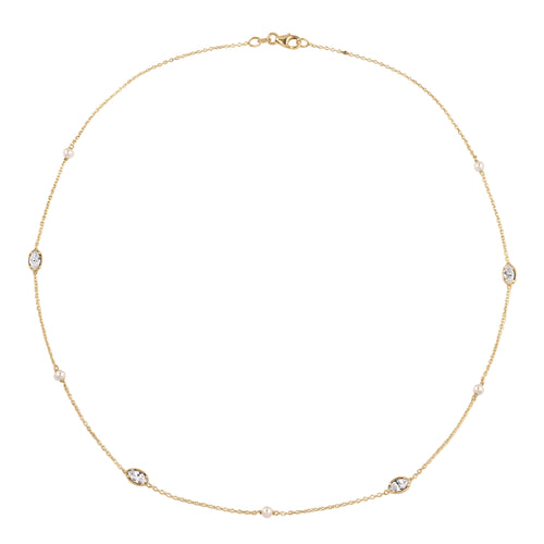Gold Kalung Perhiasan Perak 925 Wanita Swarovski® Crystals dan Pearls Gold Plated
