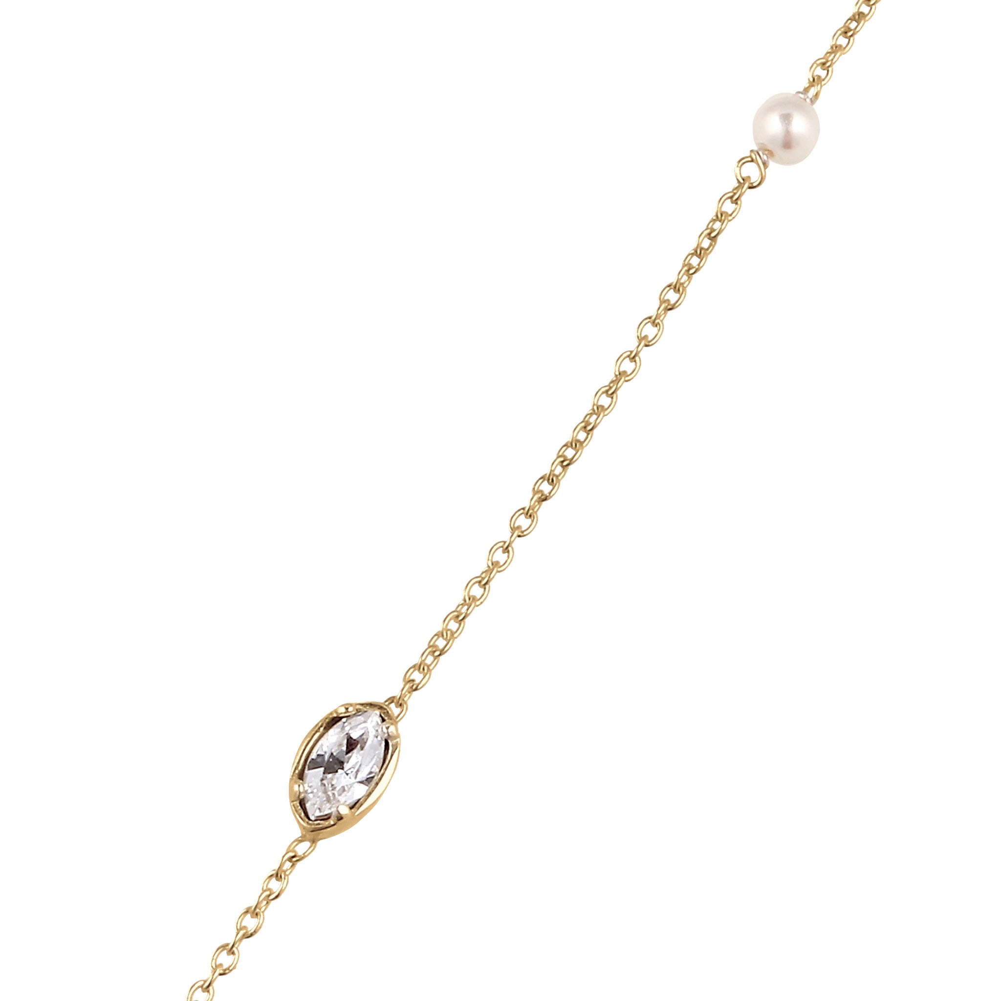 Gold Kalung Perhiasan Perak 925 Wanita Swarovski® Crystals dan Pearls Gold Plated