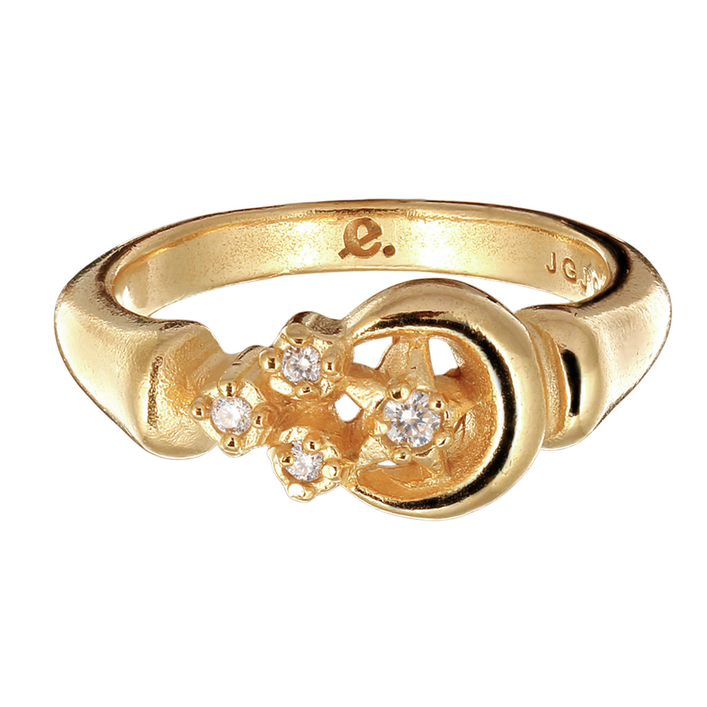 Gold Cincin Perhiasan Perak 925 Wanita Star Topaz Gold Plated