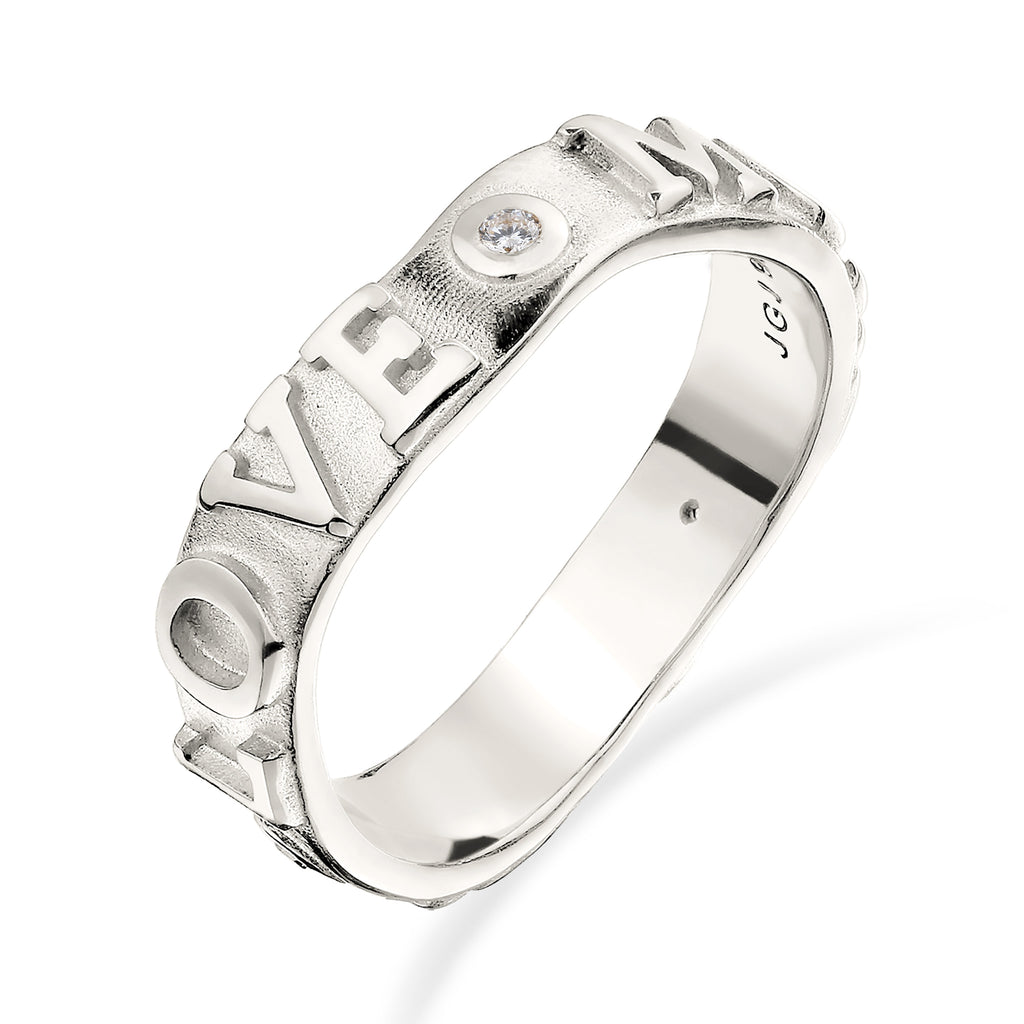 More Self Love Band Ring 925 Silver White Zirconia