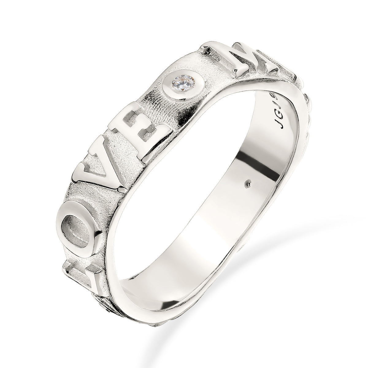 More Self Love Band Ring 925 Silver White Zirconia