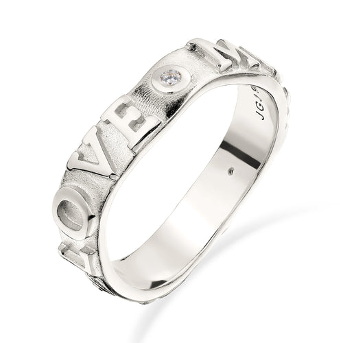More Self Love Band Ring 925 Silver White Zirconia
