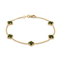 Gold Gelang Perhiasan Perak 925 Wanita Cloverleaf Green Gold Plated