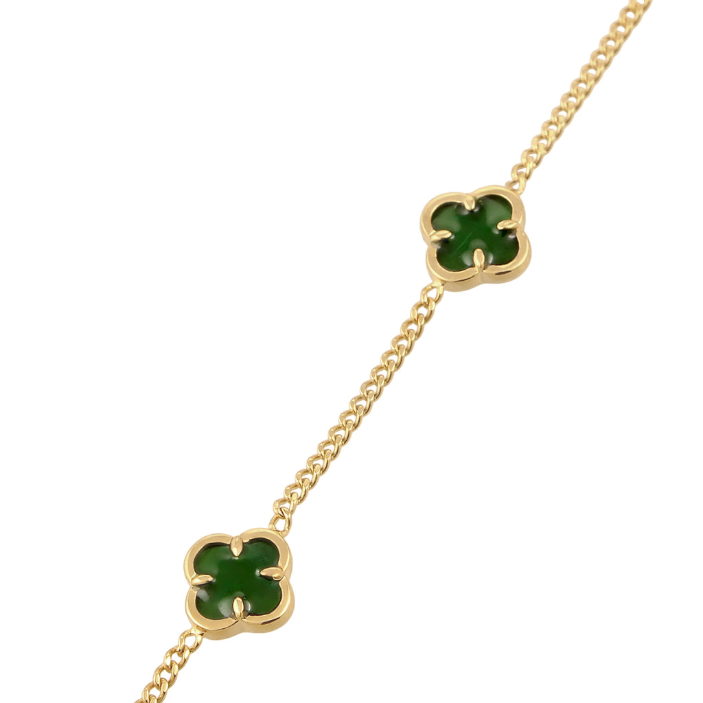 Gold Gelang Perhiasan Perak 925 Wanita Cloverleaf Green Gold Plated