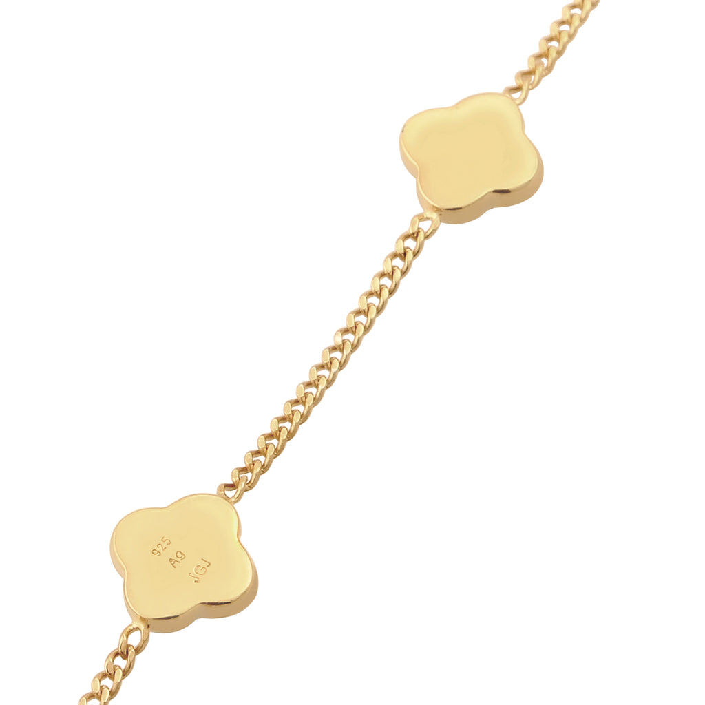Gold Gelang Perhiasan Perak 925 Wanita Cloverleaf Green Gold Plated