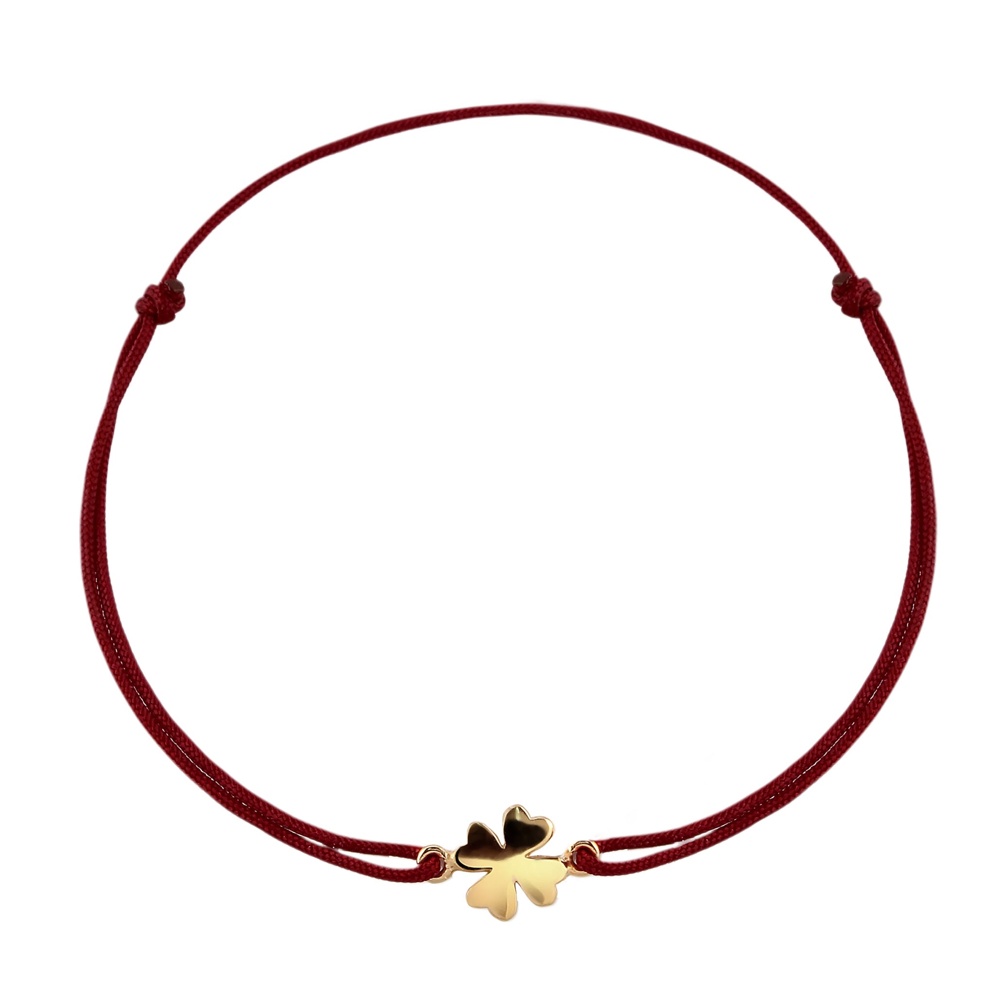 Dark Red Gelang Perhiasan Perak 925 Wanita Cloverleaf Nylon Dark Red Gold Plated