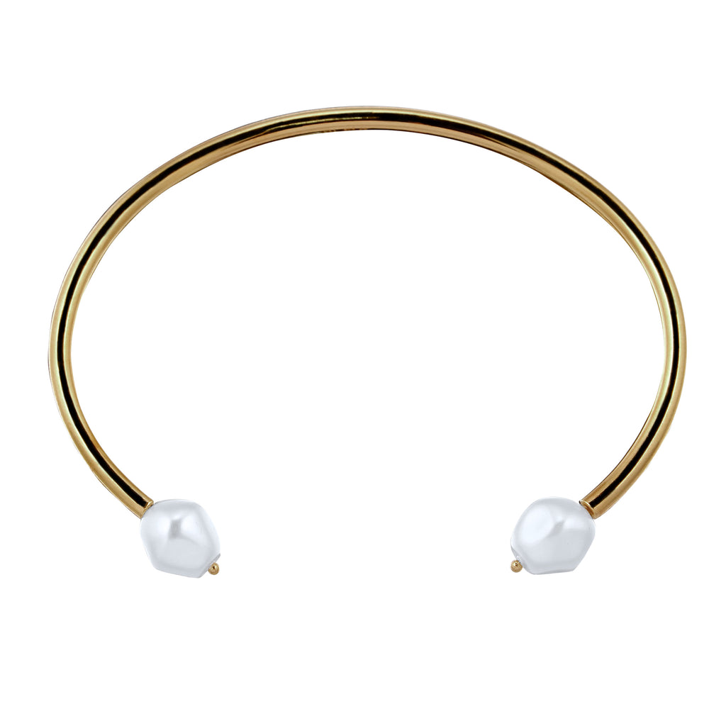 Gold Gelang Perhiasan Perak 925 Wanita Bangle Swarovski Pearl Gold-plated
