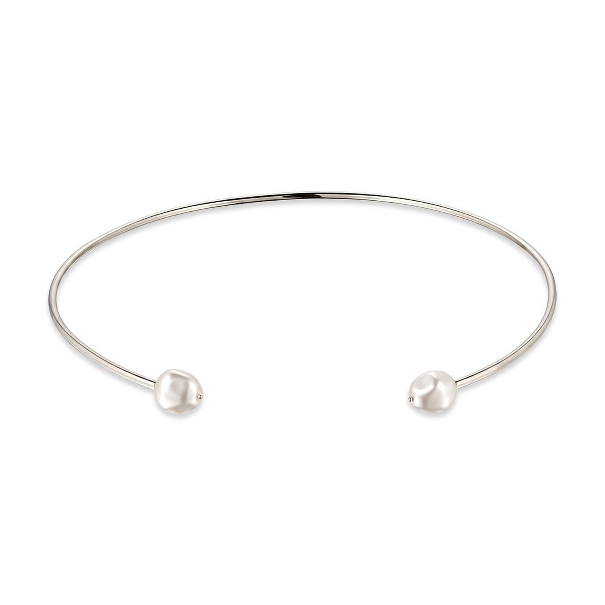 Open Wire Choker Necklace 925 Silver – Embellished with Pearls by Swarovski®