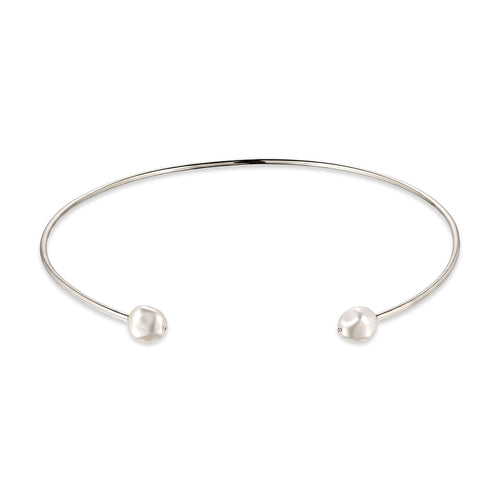 Open Wire Choker Necklace 925 Silver – Embellished with Pearls by Swarovski®