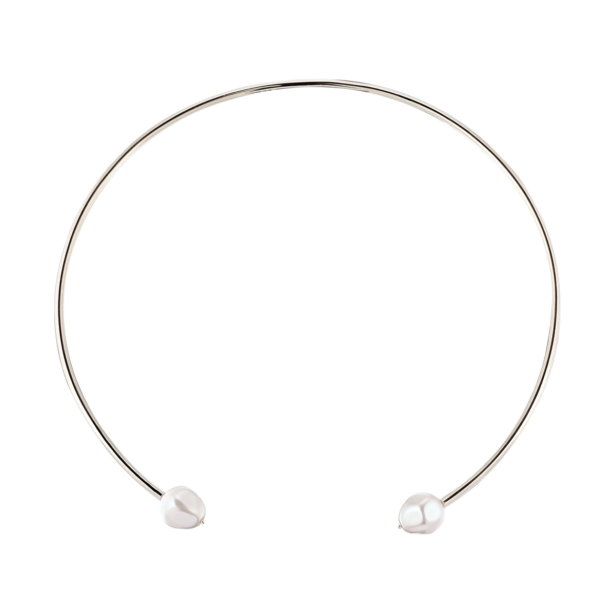 Open Wire Choker Necklace 925 Silver – Embellished with Pearls by Swarovski®